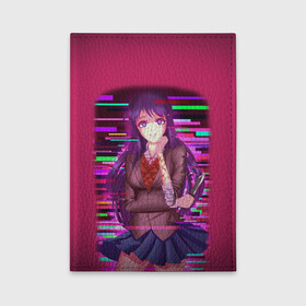 Обложка для автодокументов с принтом Literature Club Юри (Yuri) в Тюмени, натуральная кожа |  размер 19,9*13 см; внутри 4 больших “конверта” для документов и один маленький отдел — туда идеально встанут права | Тематика изображения на принте: anime | doki doki literature club | monika | natsuki | sayori | yuri | аниме | доки доки | доки доки литературный клуб | моника | нацуки | саёри | юри