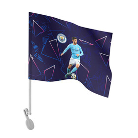 Флаг для автомобиля с принтом Silva Bernardo Манчестер Сити в Тюмени, 100% полиэстер | Размер: 30*21 см | manchester city | бернарду силва | манчестер сити | сборная португалии | футбол | футболист