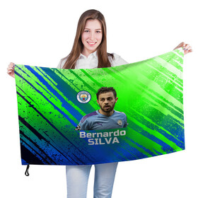 Флаг 3D с принтом Silva Bernardo Манчестер Сити в Тюмени, 100% полиэстер | плотность ткани — 95 г/м2, размер — 67 х 109 см. Принт наносится с одной стороны | manchester city | бернарду силва | манчестер сити | сборная португалии | футбол | футболист