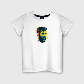 Детская футболка хлопок с принтом Лионель Месси в Тюмени, 100% хлопок | круглый вырез горловины, полуприлегающий силуэт, длина до линии бедер | barcelona | football | барселона | известная личность | футбол | футболист