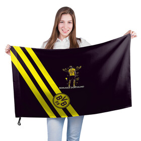 Флаг 3D с принтом Холанд Боруссия в Тюмени, 100% полиэстер | плотность ткани — 95 г/м2, размер — 67 х 109 см. Принт наносится с одной стороны | erling haaland | боруссия | германия | дортмунд | нападающий | футбол | футболист | эрлинг холанд