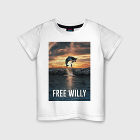 Детская футболка хлопок с принтом касатка в Тюмени, 100% хлопок | круглый вырез горловины, полуприлегающий силуэт, длина до линии бедер | Тематика изображения на принте: ocean | orca | sea | sea animal | дельфин | касатка | кит | море | океан | освободите вилли | рисунок кита