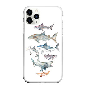 Чехол для iPhone 11 Pro матовый с принтом акулы в Тюмени, Силикон |  | Тематика изображения на принте: ocean | sea | sea animal | акварель | акула | море | океан | рисунок