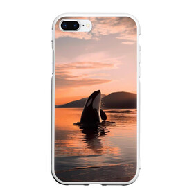 Чехол для iPhone 7Plus/8 Plus матовый с принтом касатки на закате в Тюмени, Силикон | Область печати: задняя сторона чехла, без боковых панелей | ocean | orca | sea | sea animal | дельфин | закат | касатка | кит | море | океан | рисунок кита