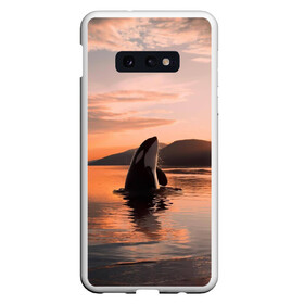 Чехол для Samsung S10E с принтом касатки на закате в Тюмени, Силикон | Область печати: задняя сторона чехла, без боковых панелей | ocean | orca | sea | sea animal | дельфин | закат | касатка | кит | море | океан | рисунок кита