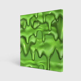 Холст квадратный с принтом Green Slime в Тюмени, 100% ПВХ |  | drips | green | slime | желе | зелёный | слайм