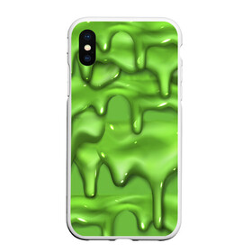 Чехол для iPhone XS Max матовый с принтом Green Slime в Тюмени, Силикон | Область печати: задняя сторона чехла, без боковых панелей | Тематика изображения на принте: drips | green | slime | желе | зелёный | слайм