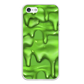 Чехол для iPhone 5/5S матовый с принтом Green Slime в Тюмени, Силикон | Область печати: задняя сторона чехла, без боковых панелей | Тематика изображения на принте: drips | green | slime | желе | зелёный | слайм