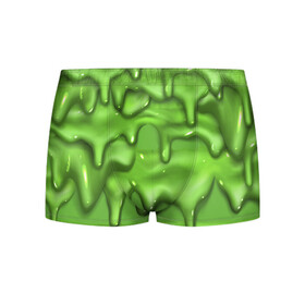 Мужские трусы 3D с принтом Green Slime в Тюмени, 50% хлопок, 50% полиэстер | классическая посадка, на поясе мягкая тканевая резинка | drips | green | slime | желе | зелёный | слайм