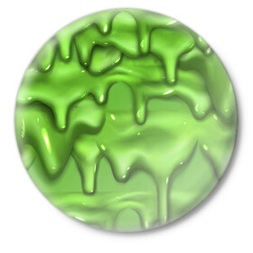 Значок с принтом Green Slime в Тюмени,  металл | круглая форма, металлическая застежка в виде булавки | drips | green | slime | желе | зелёный | слайм