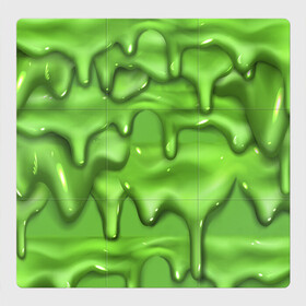 Магнитный плакат 3Х3 с принтом Green Slime в Тюмени, Полимерный материал с магнитным слоем | 9 деталей размером 9*9 см | drips | green | slime | желе | зелёный | слайм