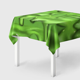 Скатерть 3D с принтом Green Slime в Тюмени, 100% полиэстер (ткань не мнется и не растягивается) | Размер: 150*150 см | drips | green | slime | желе | зелёный | слайм
