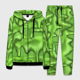 Мужской костюм 3D с принтом Green Slime в Тюмени, 100% полиэстер | Манжеты и пояс оформлены тканевой резинкой, двухслойный капюшон со шнурком для регулировки, карманы спереди | drips | green | slime | желе | зелёный | слайм