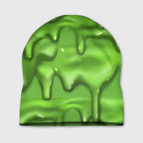 Шапка 3D с принтом Green Slime в Тюмени, 100% полиэстер | универсальный размер, печать по всей поверхности изделия | drips | green | slime | желе | зелёный | слайм