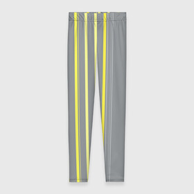Леггинсы 3D с принтом Желтые и серые полосы в Тюмени, 80% полиэстер, 20% эластан | Эластичный пояс, зауженные к низу, низкая посадка | gray | stripes | yellow | желтые | полосы | серые