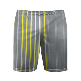 Мужские шорты спортивные с принтом Желтые и серые полосы в Тюмени,  |  | gray | stripes | yellow | желтые | полосы | серые