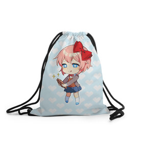 Рюкзак-мешок 3D с принтом Chibi Sayori в Тюмени, 100% полиэстер | плотность ткани — 200 г/м2, размер — 35 х 45 см; лямки — толстые шнурки, застежка на шнуровке, без карманов и подкладки | ddlc | doki doki literature club | sayori | саёри | сайори