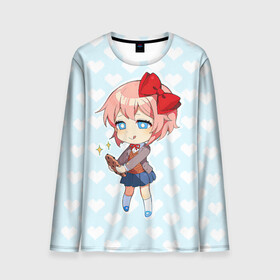 Мужской лонгслив 3D с принтом Chibi Sayori в Тюмени, 100% полиэстер | длинные рукава, круглый вырез горловины, полуприлегающий силуэт | ddlc | doki doki literature club | sayori | саёри | сайори