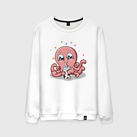 Мужской свитшот хлопок с принтом Милый Осьминог в Тюмени, 100% хлопок |  | Тематика изображения на принте: cute | octopus | милый | осьминог | осьминожка | тентакли