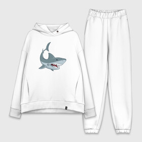 Женский костюм хлопок Oversize с принтом Агрессивная акула в Тюмени,  |  | shark | агрессивная | акула | акулы | клыки | море | океан | рыба