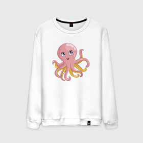 Мужской свитшот хлопок с принтом Осьминожка в Тюмени, 100% хлопок |  | Тематика изображения на принте: cute | octopus | милый | осьминог | осьминожка | тентакли