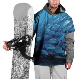 Накидка на куртку 3D с принтом Морские рыбы в Тюмени, 100% полиэстер |  | косяк | море | океан | подводный мир | рыбки | рыбы