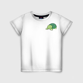 Детская футболка 3D с принтом черепашка в Тюмени, 100% гипоаллергенный полиэфир | прямой крой, круглый вырез горловины, длина до линии бедер, чуть спущенное плечо, ткань немного тянется | маленькая черепашка | морское животное | черепаха | черепаха на белом