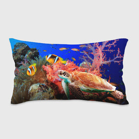 Подушка 3D антистресс с принтом Морская черепаха в Тюмени, наволочка — 100% полиэстер, наполнитель — вспененный полистирол | состоит из подушки и наволочки на молнии | кораллы | море | морская черепаха | подводный мир | рыбки