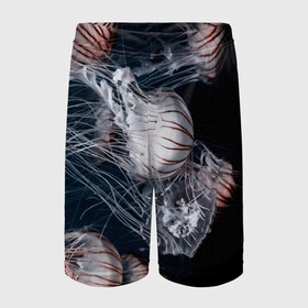 Детские спортивные шорты 3D с принтом Медузы в Тюмени,  100% полиэстер
 | пояс оформлен широкой мягкой резинкой, ткань тянется
 | глубина | медузы | море | морские обитатели | океан | подводный мир