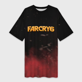 Платье-футболка 3D с принтом Far Cry 6 в Тюмени,  |  | far cry 6 | дым | игра | лого | надпись | частицы