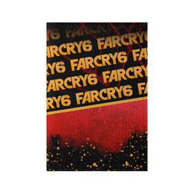 Обложка для паспорта матовая кожа с принтом Far Cry 6 в Тюмени, натуральная матовая кожа | размер 19,3 х 13,7 см; прозрачные пластиковые крепления | Тематика изображения на принте: far cry 6 | дым | игра | капли | лого | надпись | частицы