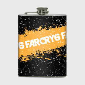 Фляга с принтом Far Cry 6 в Тюмени, металлический корпус | емкость 0,22 л, размер 125 х 94 мм. Виниловая наклейка запечатывается полностью | far cry 6 | игра | капли | лого | надпись | снег | частицы