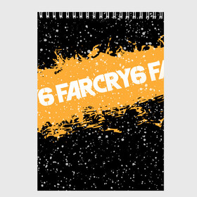 Скетчбук (блокнот) с принтом Far Cry 6 в Тюмени, 100% бумага
 | 48 листов, плотность листов — 100 г/м2, плотность картонной обложки — 250 г/м2. Листы скреплены сверху удобной пружинной спиралью | far cry 6 | игра | капли | лого | надпись | снег | частицы