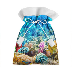 Подарочный 3D мешок с принтом Риф в Тюмени, 100% полиэстер | Размер: 29*39 см | Тематика изображения на принте: коралловый риф | полосатые рыбы | риф | рыбы | сказочный риф