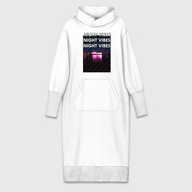 Платье удлиненное хлопок с принтом Ночная гладь в Тюмени,  |  | Тематика изображения на принте: neon | night city | retrowave | вода | неон | ночь | отражение | полосы | ретровейв | свет