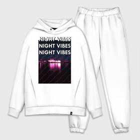 Мужской костюм хлопок OVERSIZE с принтом Ночная гладь в Тюмени,  |  | neon | night city | retrowave | вода | неон | ночь | отражение | полосы | ретровейв | свет