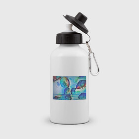 Бутылка спортивная с принтом Медузы в море в Тюмени, металл | емкость — 500 мл, в комплекте две пластиковые крышки и карабин для крепления | Тематика изображения на принте: медуза | медузы | море | морская фауна | морские жители | подводный мир