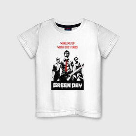 Детская футболка хлопок с принтом Green day: wake me up в Тюмени, 100% хлопок | круглый вырез горловины, полуприлегающий силуэт, длина до линии бедер | billie joe armstrong | green day | punk | rock | wake me up | билли джо | грин дей | панк | рок