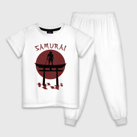 Детская пижама хлопок с принтом Дух самурая в Тюмени, 100% хлопок |  брюки и футболка прямого кроя, без карманов, на брюках мягкая резинка на поясе и по низу штанин
 | Тематика изображения на принте: budo | bushido | demon | ghost of tsushima | japan style | katana | ninja | oni | samurai | будо | бусидо | гост тсусима | иероглифы | катана | ниндзя | они | призрак цусимы | самурай | тенгу | тэнгу | шиноби | япония | японский стиль