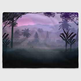 Плед 3D с принтом forest at sunset в Тюмени, 100% полиэстер | закругленные углы, все края обработаны. Ткань не мнется и не растягивается | forest | mountains | sunset