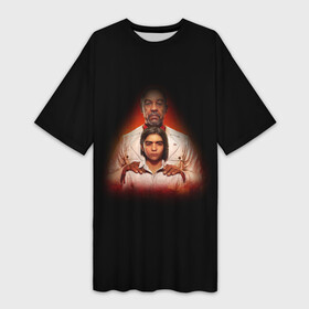Платье-футболка 3D с принтом FaR CrY 6 Отец и сын в Тюмени,  |  | far cry | far cry 6 | game | игра | отец и сын | черный