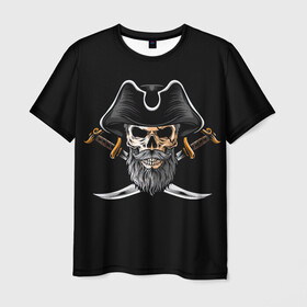 Мужская футболка 3D с принтом Морской Капитан Пират в Тюмени, 100% полиэфир | прямой крой, круглый вырез горловины, длина до линии бедер | дэви джонс | капитан | клад | пират | пираты | сабли | сокровища | сундук мертвеца | чёрная борода
