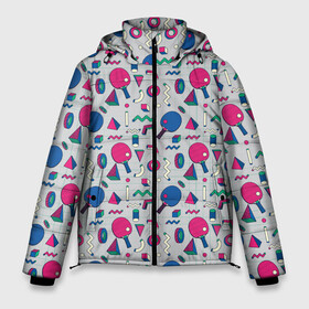 Мужская зимняя куртка 3D с принтом Настольный Теннис в Тюмени, верх — 100% полиэстер; подкладка — 100% полиэстер; утеплитель — 100% полиэстер | длина ниже бедра, свободный силуэт Оверсайз. Есть воротник-стойка, отстегивающийся капюшон и ветрозащитная планка. 

Боковые карманы с листочкой на кнопках и внутренний карман на молнии. | Тематика изображения на принте: ping pong | sport | tennis | настольный теннис | пинг понг | ракетка | спорт | теннис