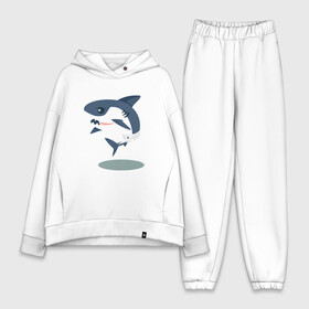 Женский костюм хлопок Oversize с принтом Акуленок в Тюмени,  |  | baby | shark | акула | акуленок | акулы | жители | клыки | море | морские | океан | памперс | паттерн | ребенок | рыба | черные