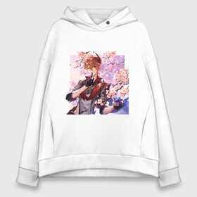 Женское худи Oversize хлопок с принтом Tartaglia fan art в Тюмени, френч-терри — 70% хлопок, 30% полиэстер. Мягкий теплый начес внутри —100% хлопок | боковые карманы, эластичные манжеты и нижняя кромка, капюшон на магнитной кнопке | art | fanart | game | genshin | impact | tartaglia | арт | тарталья | фан