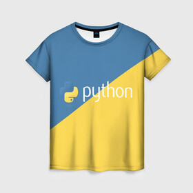 Женская футболка 3D с принтом Python в Тюмени, 100% полиэфир ( синтетическое хлопкоподобное полотно) | прямой крой, круглый вырез горловины, длина до линии бедер | python | змея | код | кодеры | пайтон | питон | питонист | программист | программисты | программный код | фреймворк | язык программирования | яп