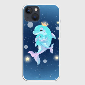 Чехол для iPhone 13 с принтом Два дельфина в Тюмени,  |  | cute | dolphin | два дельфина | дельфин | дельфинами | милый | мир | подводный