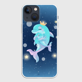 Чехол для iPhone 13 mini с принтом Два дельфина в Тюмени,  |  | Тематика изображения на принте: cute | dolphin | два дельфина | дельфин | дельфинами | милый | мир | подводный