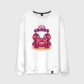 Мужской свитшот хлопок с принтом Love crabs в Тюмени, 100% хлопок |  | loves crabs | краб | крабы | любит крабов | любовь | морские | морское