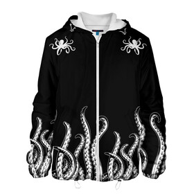 Мужская куртка 3D с принтом Octopus Щупальца в Тюмени, ткань верха — 100% полиэстер, подклад — флис | прямой крой, подол и капюшон оформлены резинкой с фиксаторами, два кармана без застежек по бокам, один большой потайной карман на груди. Карман на груди застегивается на липучку | Тематика изображения на принте: animal | beast | kraken | ocean | octopus | sea | ship | water | вода | животные | звери | корабль | кракен | море | океан | осьминог | рыбы | щупальца